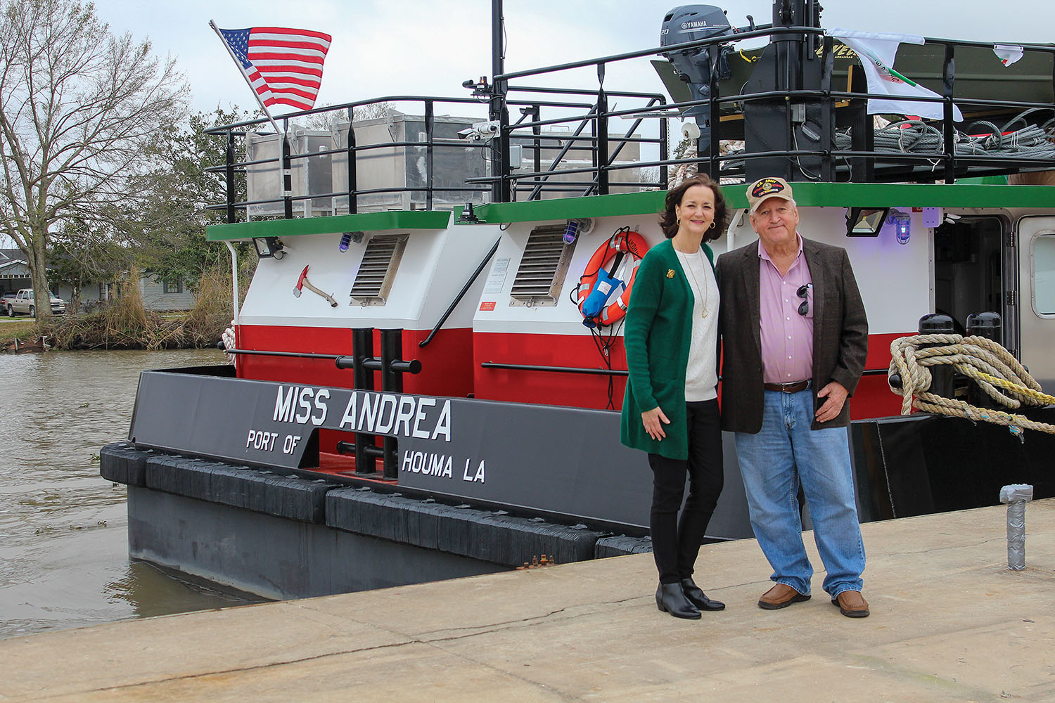 Andrea Joseph with Dickie Gonsoulin. (Photo courtesy of LeBeouf Bros. Towing)