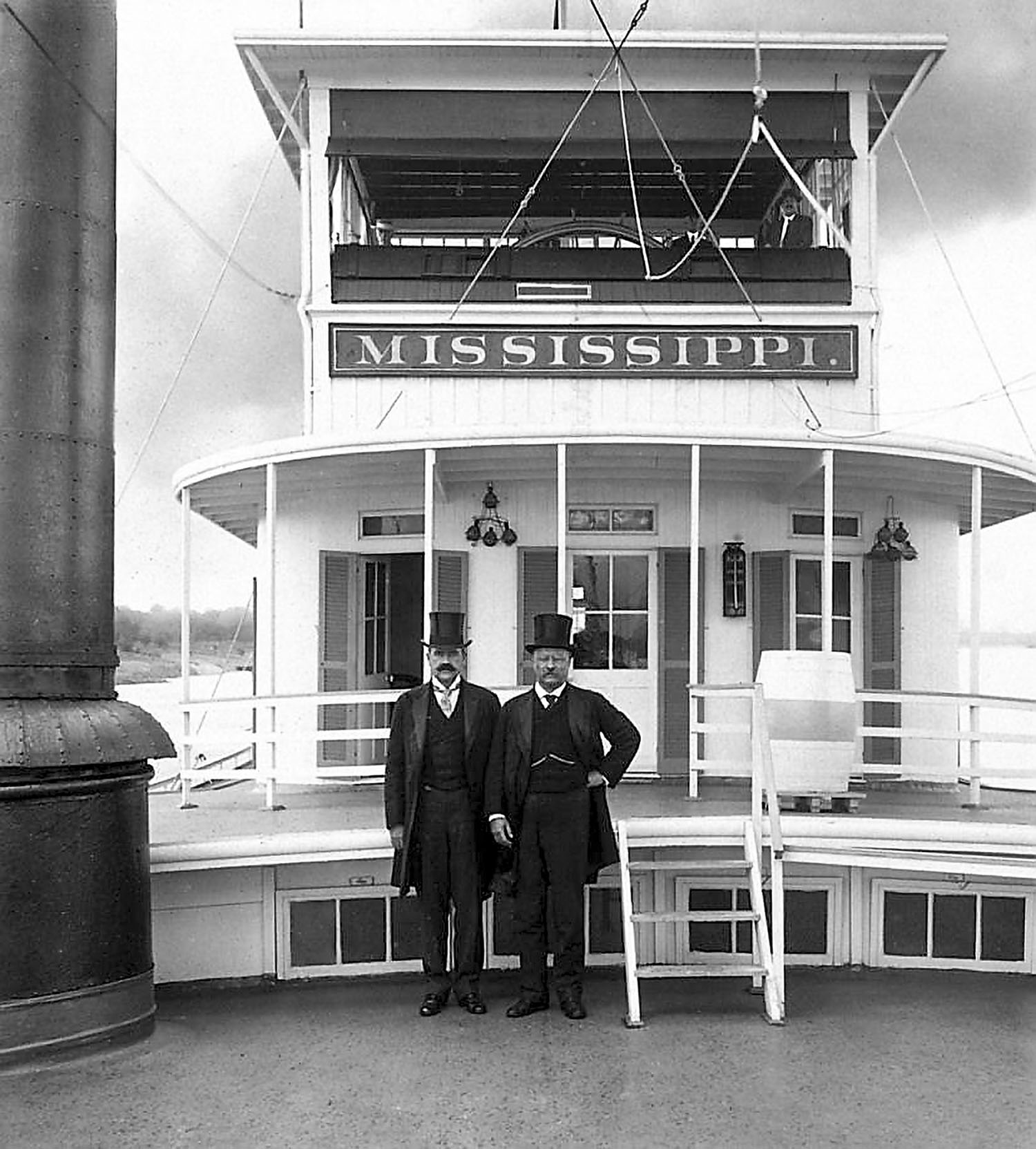 President Theodore Roosevelt (right) with Lt. John Mcllhenny aboard the Str. Mississippi in 1907. (Keith Norrington collection)