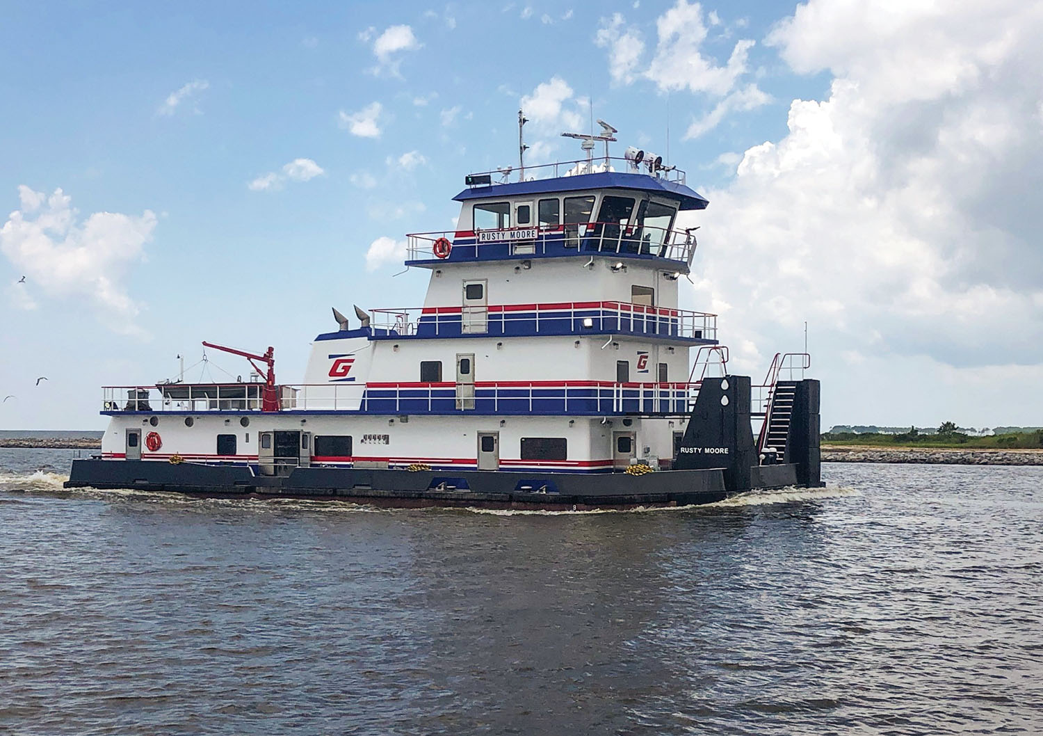 The 2,400 hp. mv. Rusty Moore was constructed by Master Boat Builders in Coden, Ala.