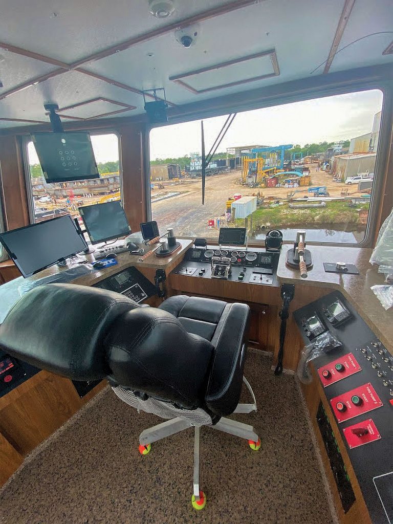 Pilothouse of the mv. Mo Chiasson.