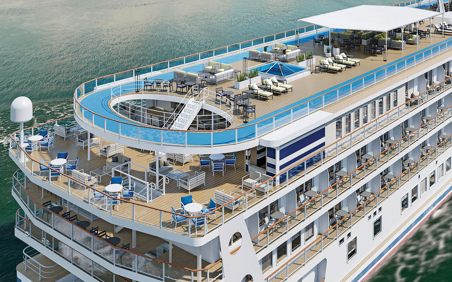 American Cruise Lines’ newest boats feature a fifth-deck skywalk.