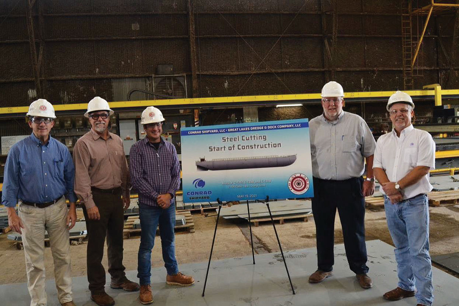 From left: Dan Gaiennie, GLDD director of new builds engineering; Earl Johnson, Conrad project manager; Ben Myers, GLDD project engineer; Brett Wolbrink, Conrad executive vice president and chief operating officer; and Robert Scully Jr., Conrad general manager.