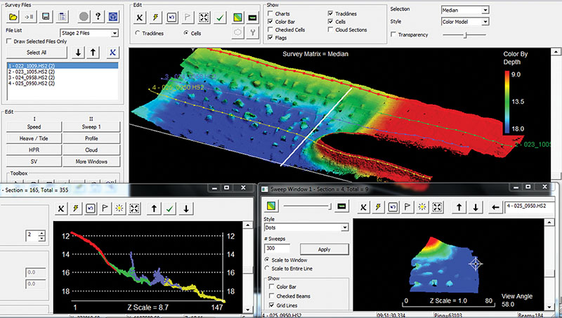 HYSWEEP offers multiple 2D/3D views of the survey.