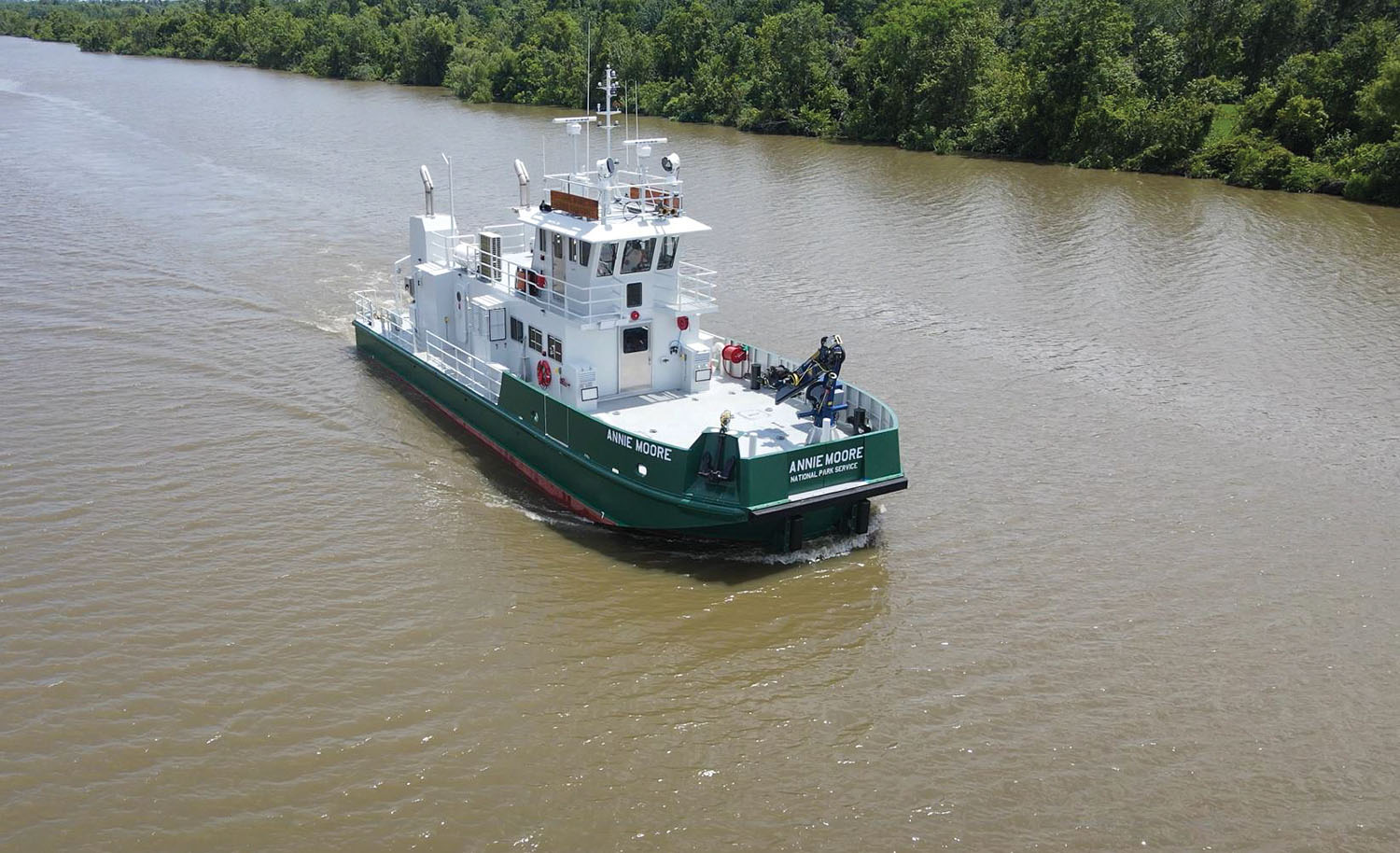 The mv. Annie Moore was designed and constructed by TAI Engineers and Aluma Marine.