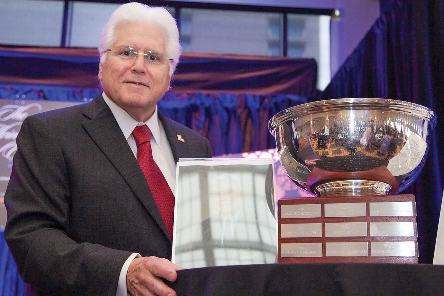 Paul Aucoin, executive director of the Port of South Louisiana, received the 2021 C. Alvin Bertel Award during a June 30 luncheon. (Photo courtesy of the World Trade Center of New Orleans)