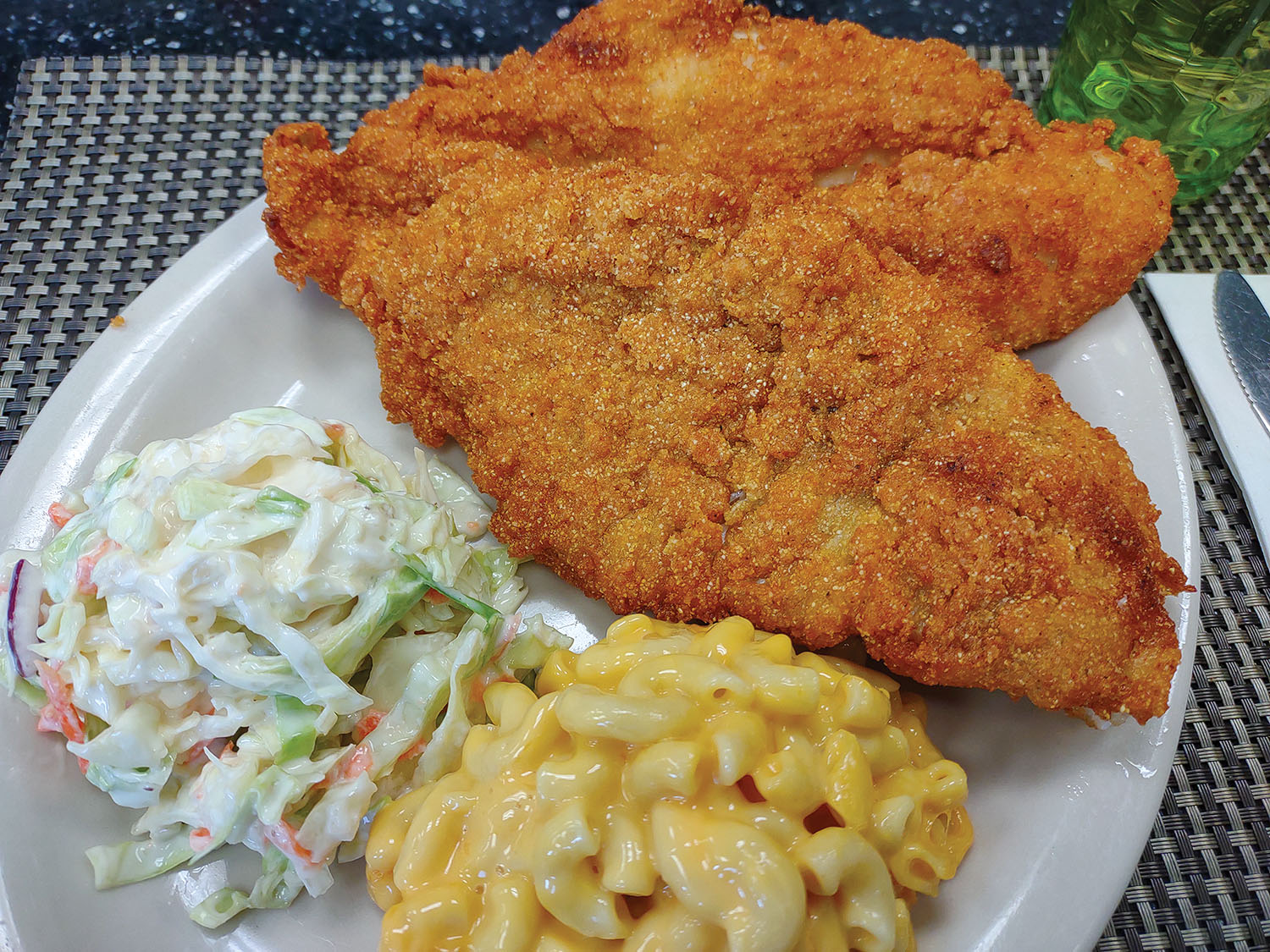 Fried catfish fillets.