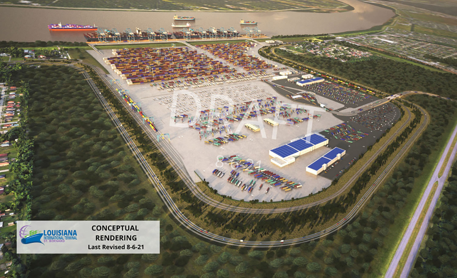 Conceptual rendering of new Louisiana Intermodal Terminal. (courtesy of Port of New Orleans)