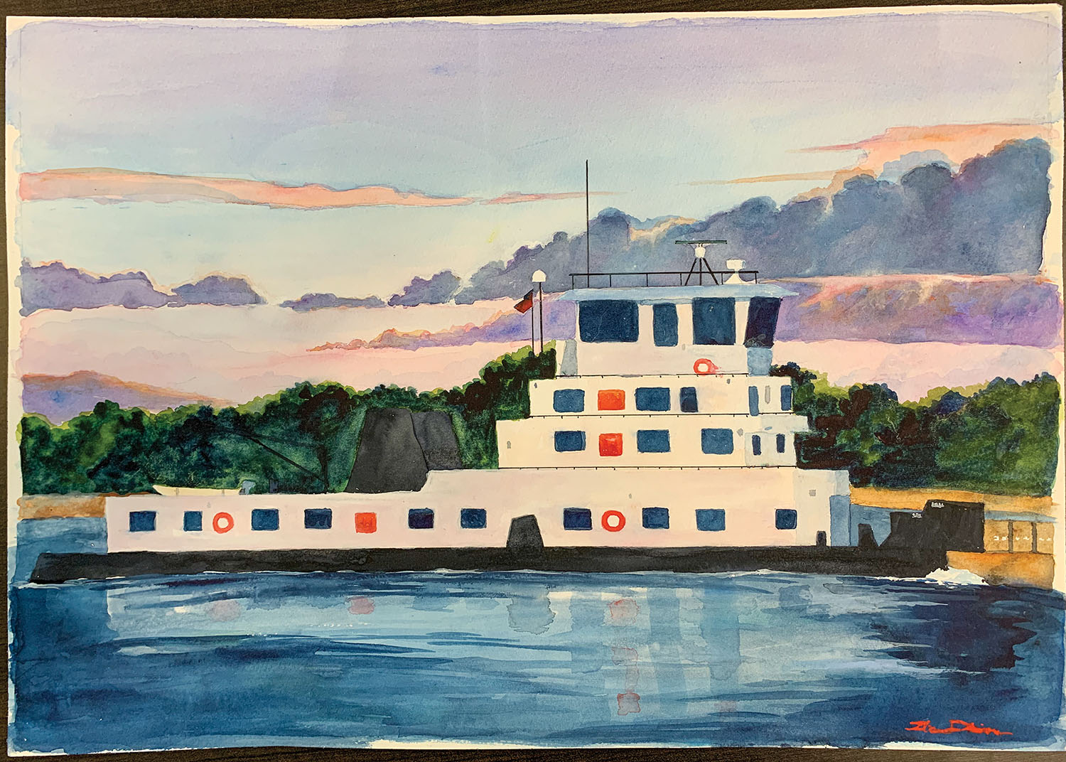 Towboat Watercolor
