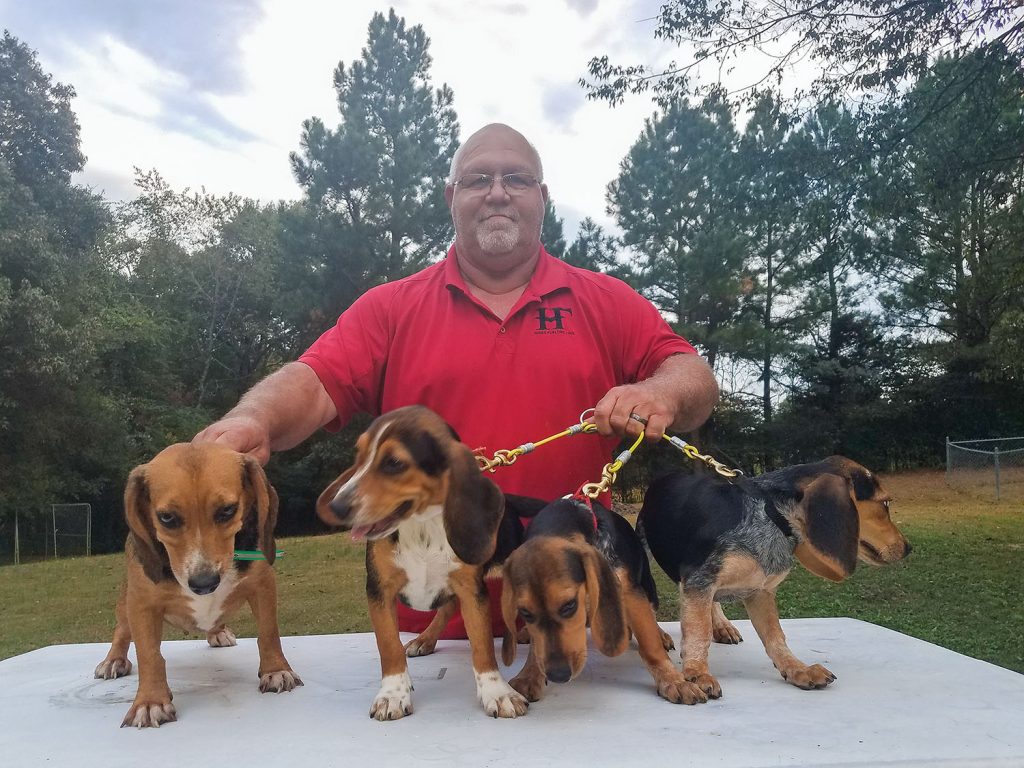 Keith Doss with his rabbit-hunting beagles. (Photo courtesy of Keith Doss)