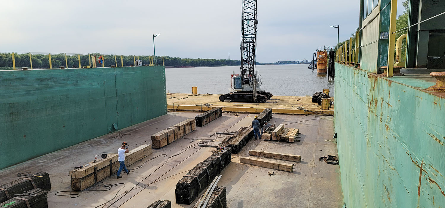 Lohrberg Lumber provided 2- by 2- by 10-foot and 1- by 1- by 20-foot oak drydock timbers to Mike’s Inc. (Photo courtesy of Mike's Inc.)