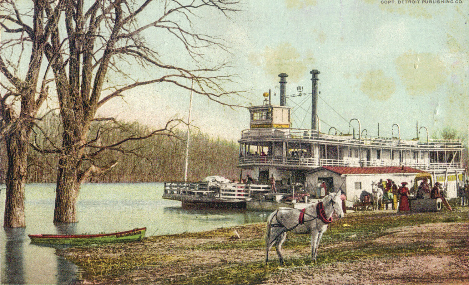 A vintage postcard view (circa 1910) of the ferry Charles H. Organ at a river landing near Memphis. (Keith Norrington collection)