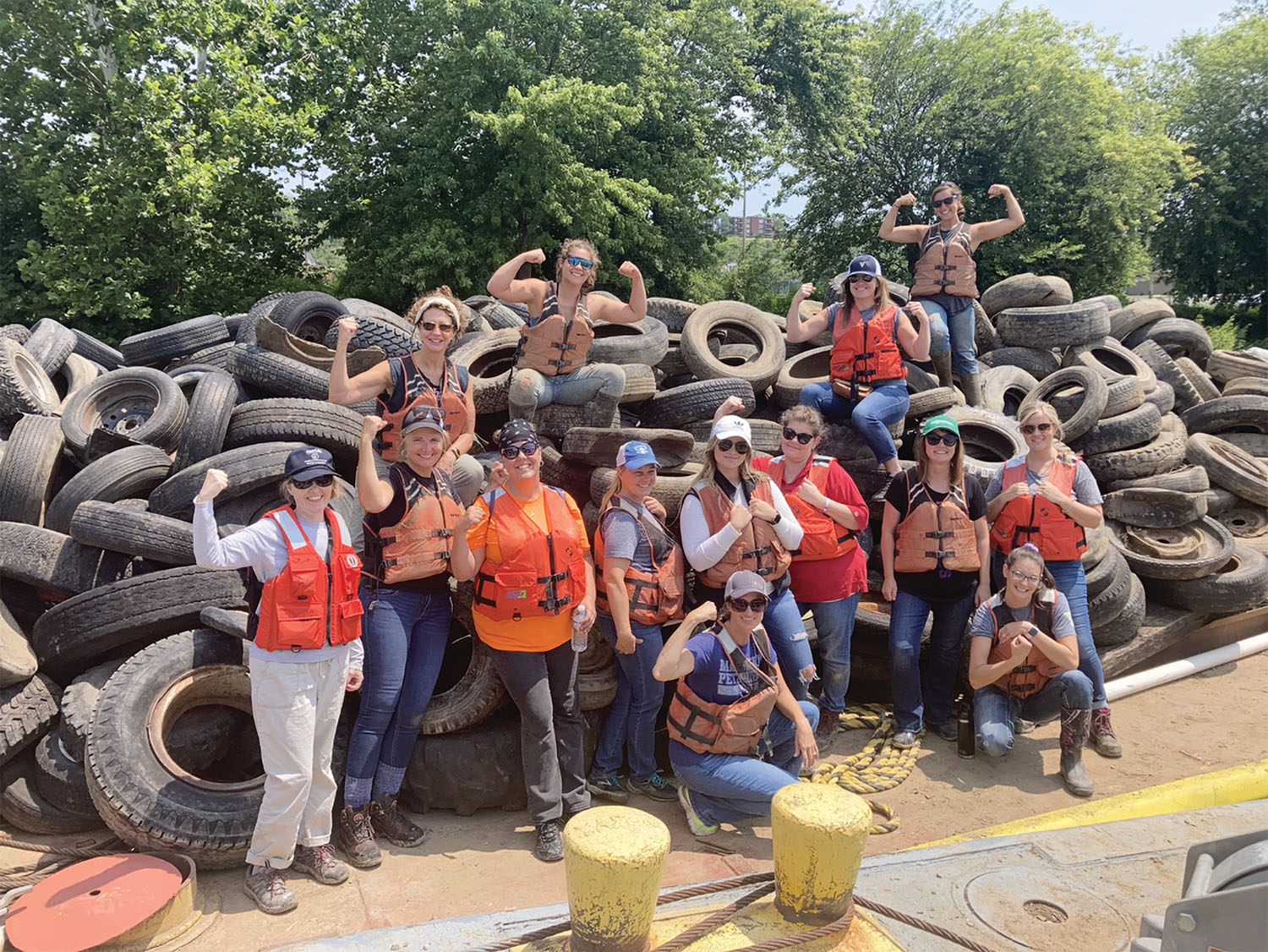 The Ohio Valley chapter of Women in Maritime Operations (WIMOs) hosted a river cleanup in association with Living Lands & Waters in July in Cincinnati. (–photo courtesy of Women in Maritime Operations)