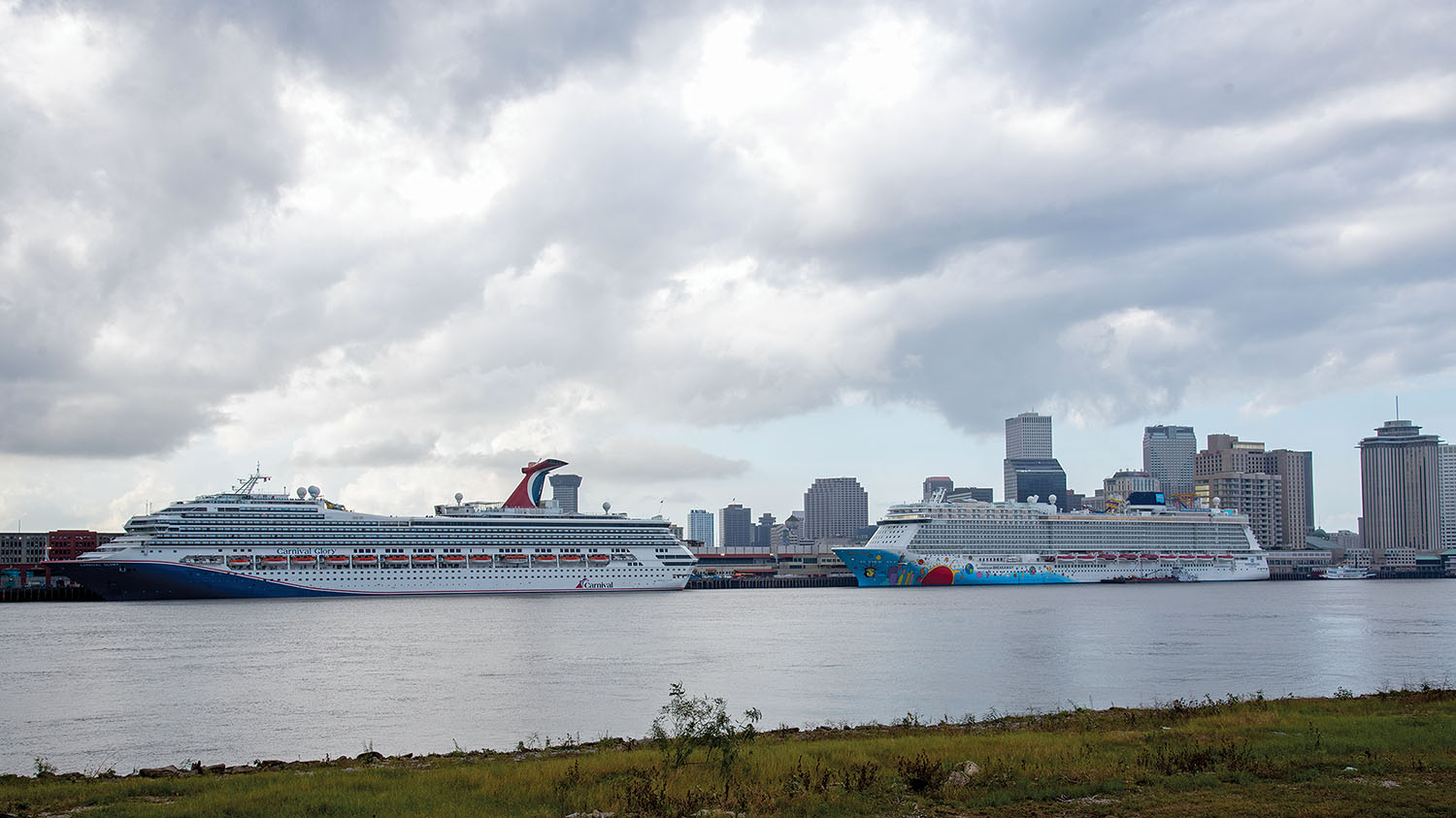 The Carnival Glory and the Norwegian Breakaway docked on November 21 before they set sail from Port NOLA. (Photo courtesy of Port NOLA)