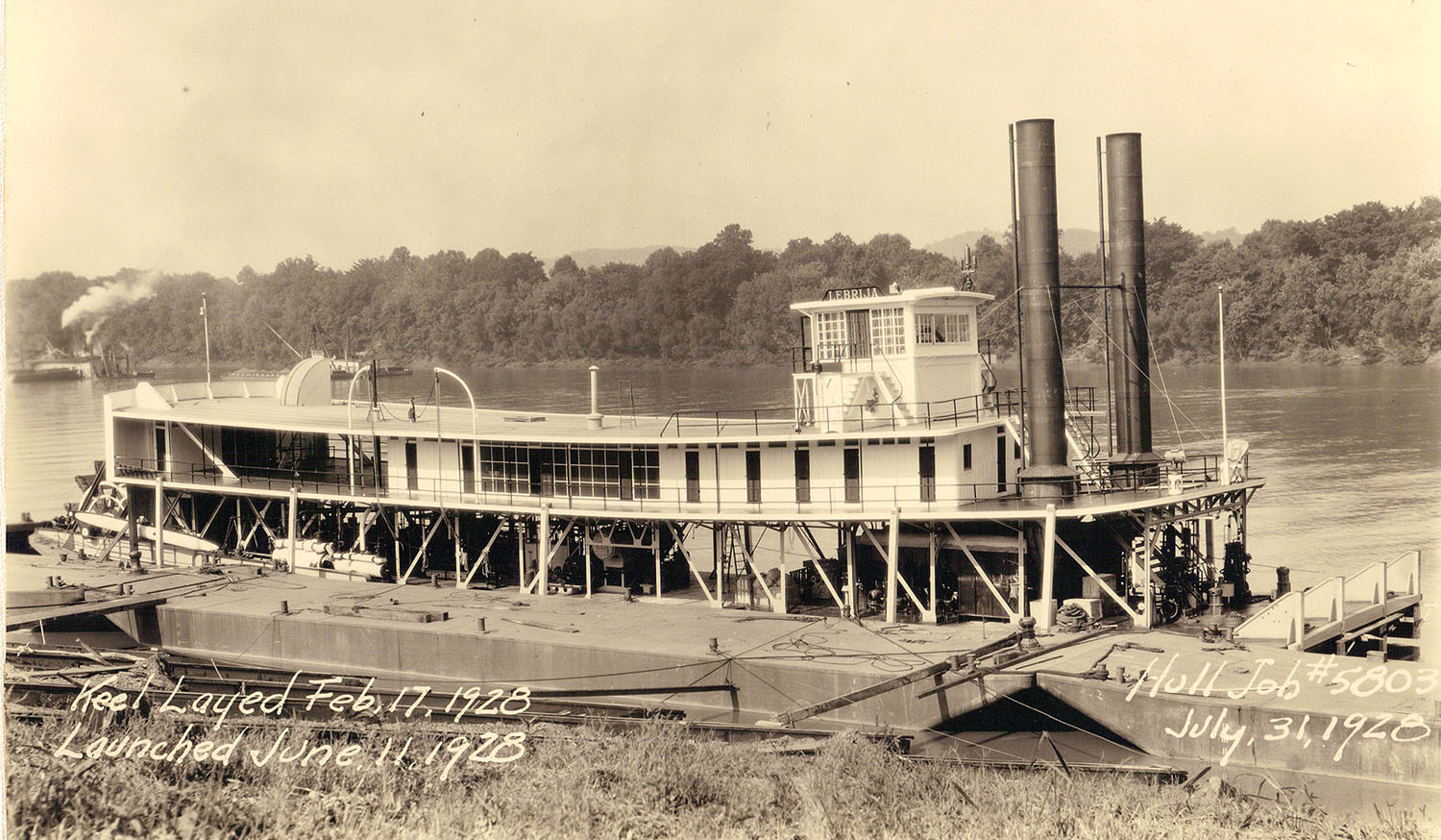 The Towboat Lebrija undergoing completion at Marietta Manufacturing. (Keith Norrington collection)