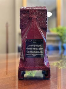 The Lifetime Achievement Award for Sen. Richard Shelby was formed from a cutting tooth used on the dredge Ellis Island during the Mobile Harbor expansion.