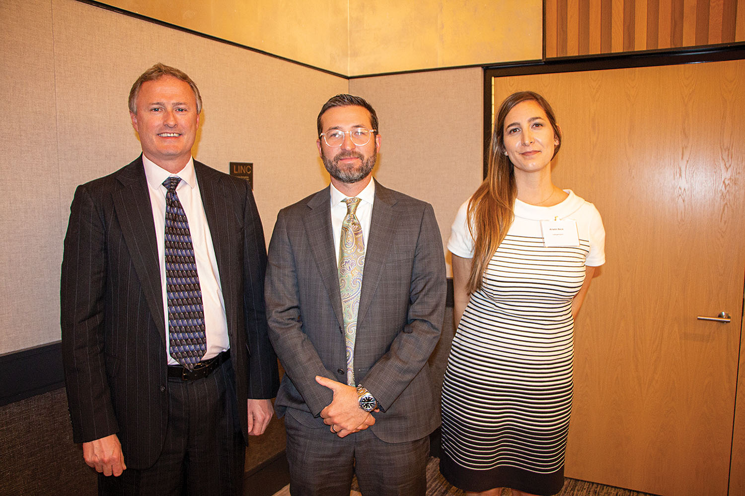 Ken Eriksen, senior vice president of IHS Markit; Jake Brodbeck, vice president of ARTCo; and Kristin Beck, senior vice president of LaFargeHolcim. (Photo by David Murray)