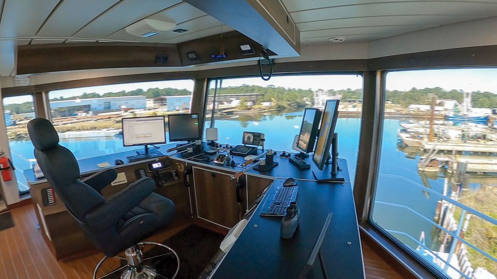 Wheelhouse of the Sally Lapeyre. (Photo courtesy of Steiner Construction Company)