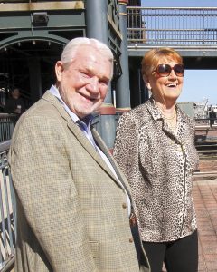 Russell and Jill Flowers at a towboat christening in February 2017. (Photo by H. Nelson Spencer)