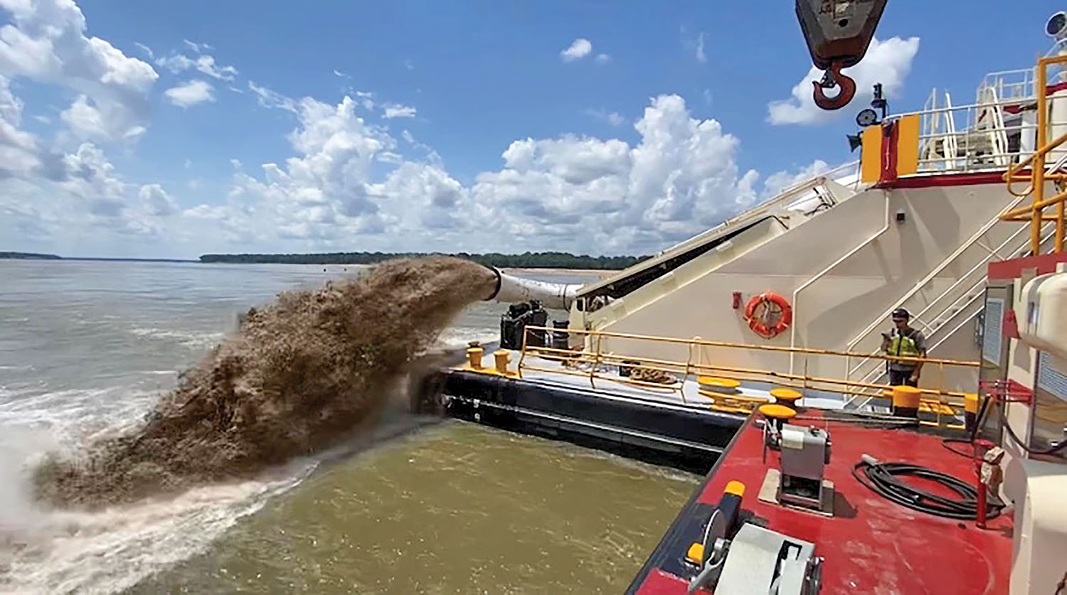 The Hurley returned to its homeport in Memphis, Tenn., following a busy season dredging the Lower Mississippi River. (Photo courtesy of Dredge Hurley Master Adrian Pirani)