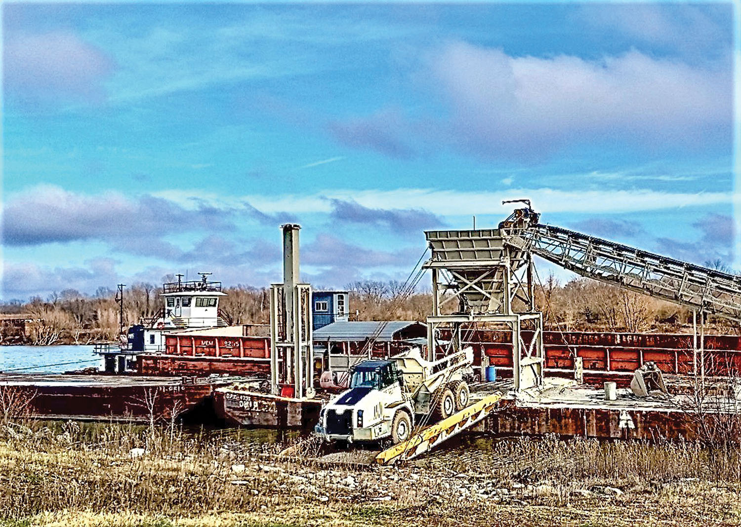 New container storage yard under construction at Helena Harbor.