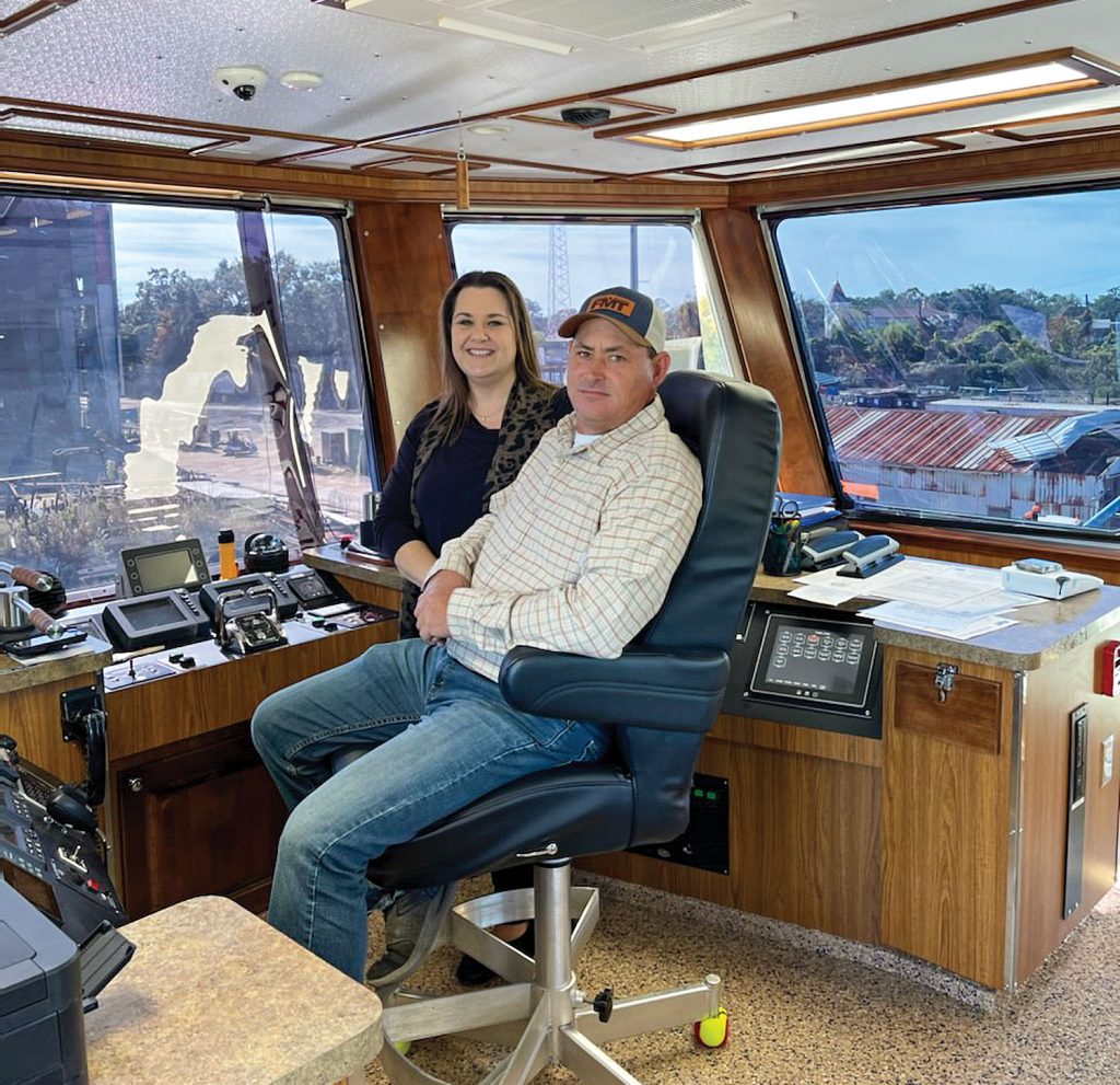 Bobbie and Steven Sikes in the wheelhouse. (Photo courtesy of Bobbie Sikes)