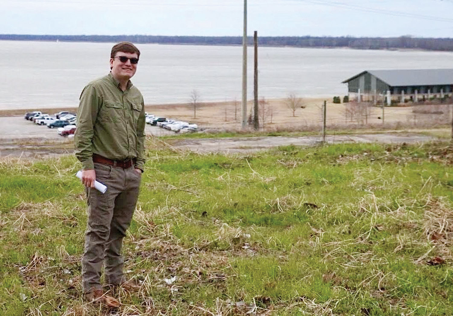 John Reid Golding at site of future community park in Vicksburg on land to be donated by the Golding family.