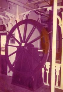 Arches from the City of St. Louis, displayed in the riverboat museum aboard the Str. Becky Thatcher at St. Louis. (Photo by Ruth Ferris, 1966. Keith Norrington collection)