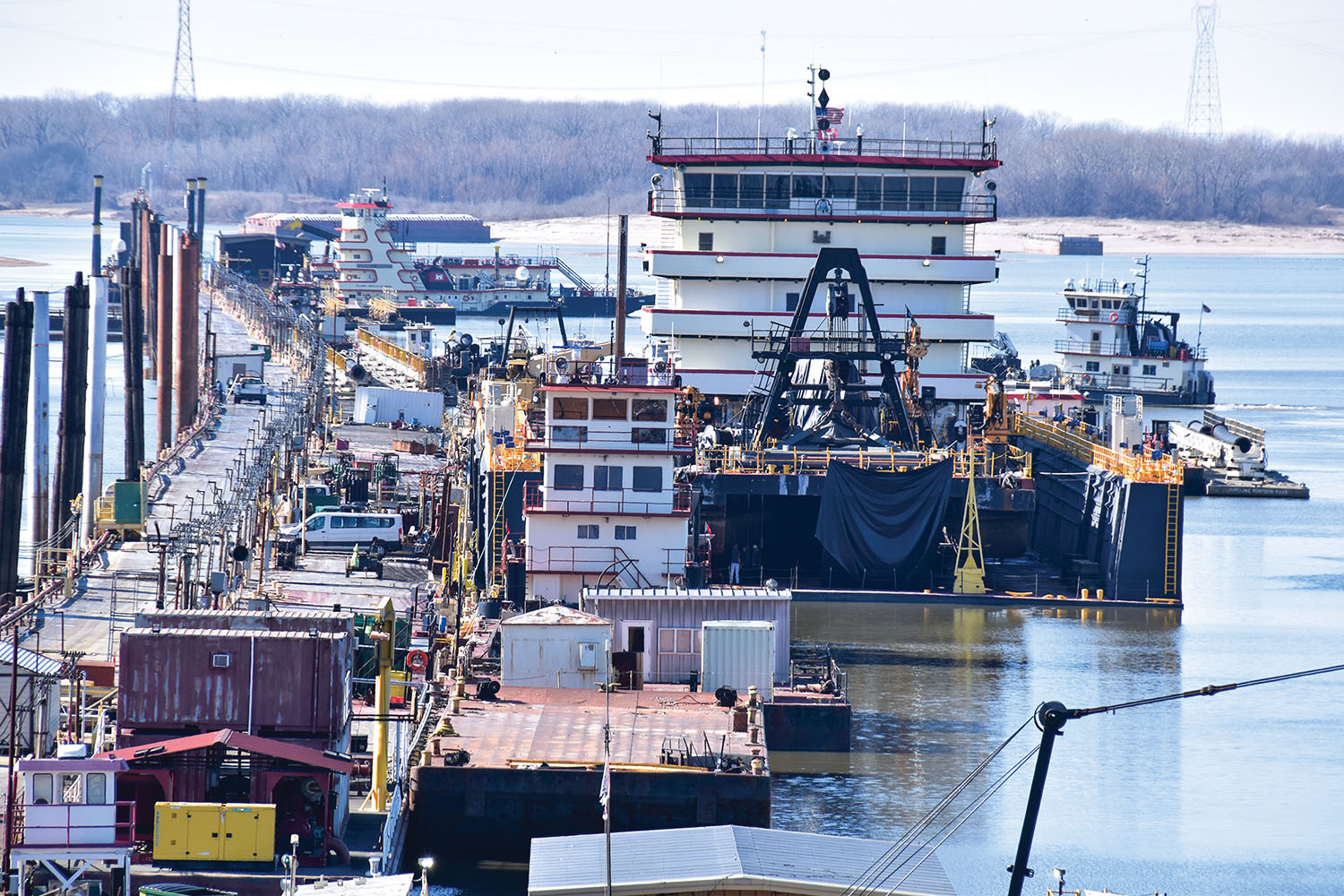 The Ensley Engineer Yard in Memphis, Tenn., is a full-service marine maintenance facility operated by the U.S. Army Corps of Engineers for federal vessels. The primary mission of Ensley and its staff is to keep personnel and equipment ready to respond at a moment’s notice to emergencies that may arise along the Mississippi River. (Photo by David Ray)