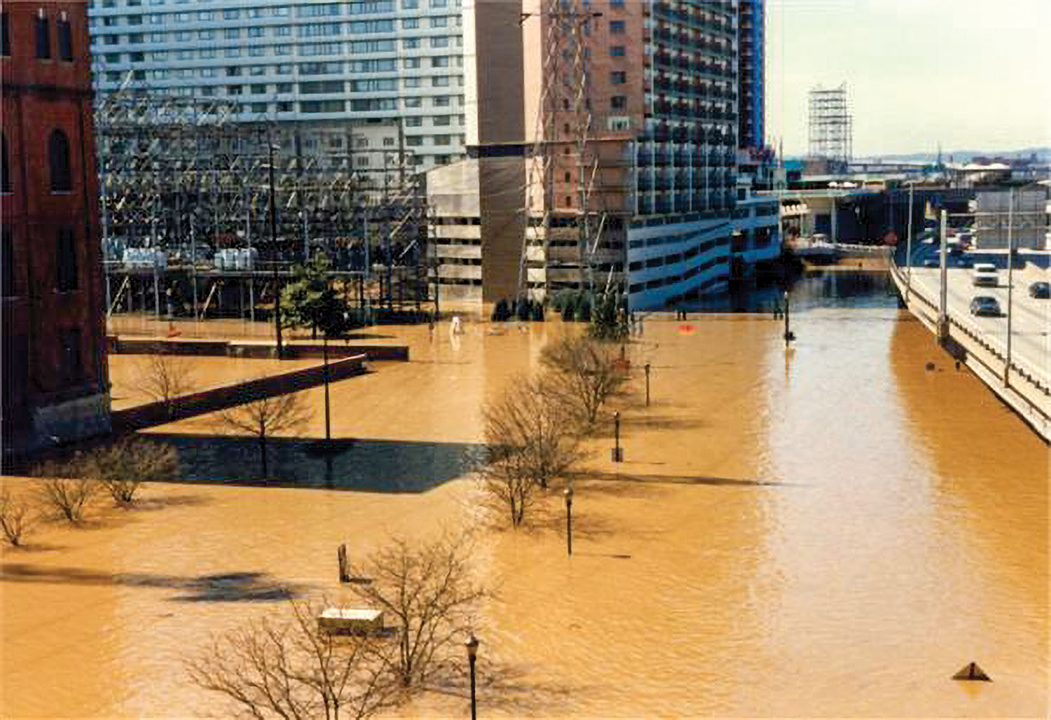 The flood of 1997 was the largest flood since 1964 in the Ohio River Valley. The National Weather Service has created a website with photos, video interviews and facts to memorialize the flood, in which 24 people died. The Ohio River was closed for roughly 400 miles, from Cincinnati, Ohio, to Smithland, Ky., because of flooded navigational locks. This photo shows downtown Louisville, Ky. (Photo by Judy Webber, courtesy of the National Weather Service)