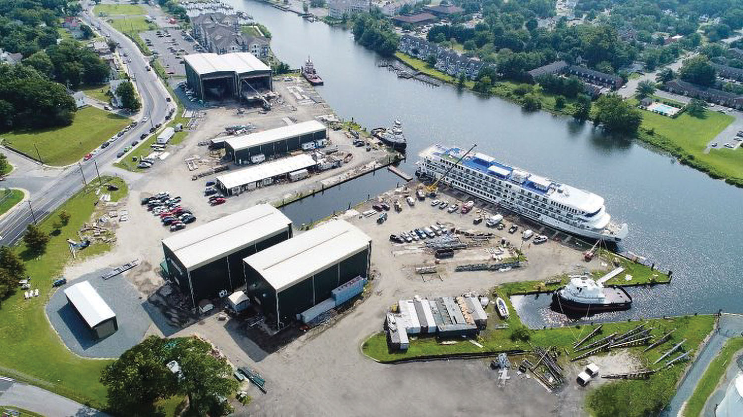 Aerial view of Chesapeake Shipbuilding in Salisbury, Md.