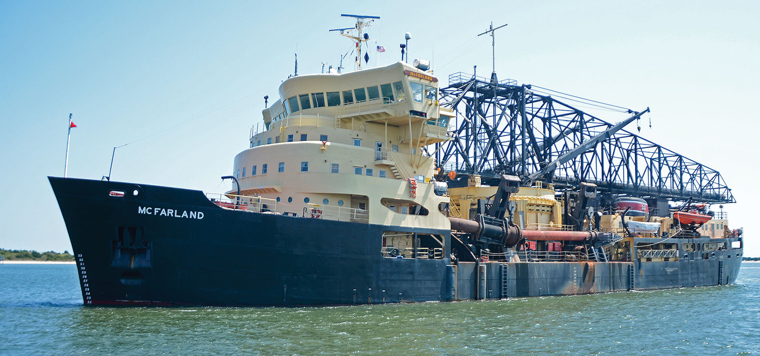 Corps of Engineers photo of the dredge McFarland.