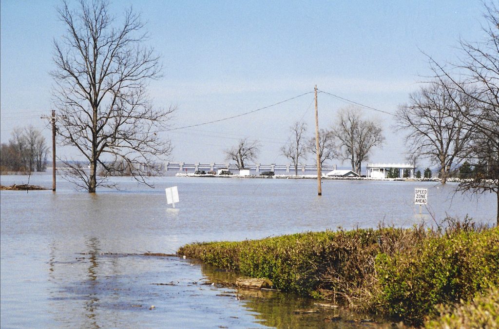Flooding near Smithland Locks and Dam. (Photo courtesy of the National Weather Service)