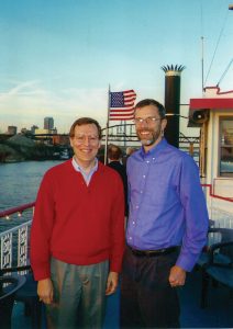 Keith Norrington with WJ editor John Shoulberg on memorial cruise for Jim Swift in November 2002.