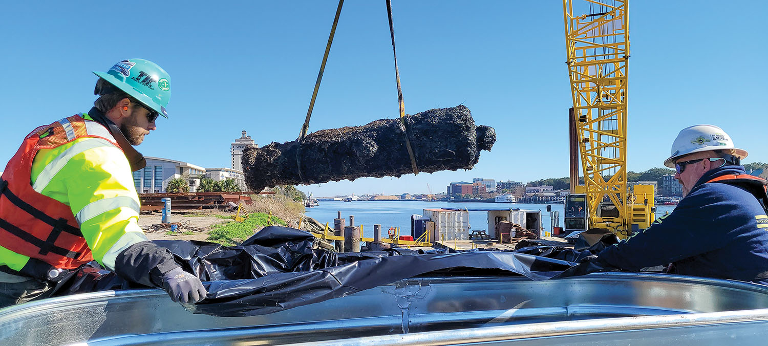 This is one of 19 Revolutionary War-era cannons brought up from the bottom of the Savannah River as part of the Savannah Harbor Deepening Project. (Photo courtesy of Savannah Engineer District)