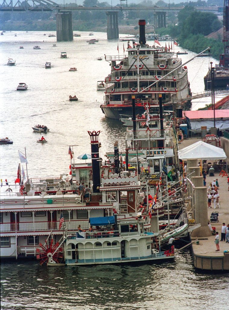 The Charleston Sternwheel Regatta is returning to Charleston, W.Va., this year for the first time since 2008. Past regattas drew as many as 50 boats for the sternwheel boat race, along with a parade, fireworks, concerts and an “Anything That Floats” race. (Photo courtesy of HD Media/Charleston Gazette-Mail)