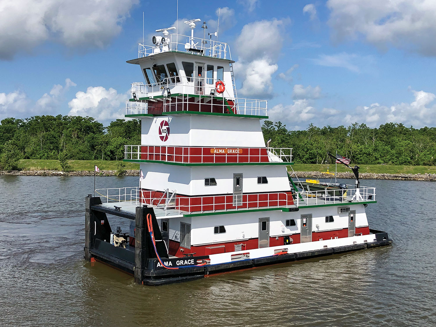 The 1,600 hp. mv. Alma Grace was built for McDonough Marine Service by Verret Shipyard. (Photo courtesy of McDonough Marine Service)