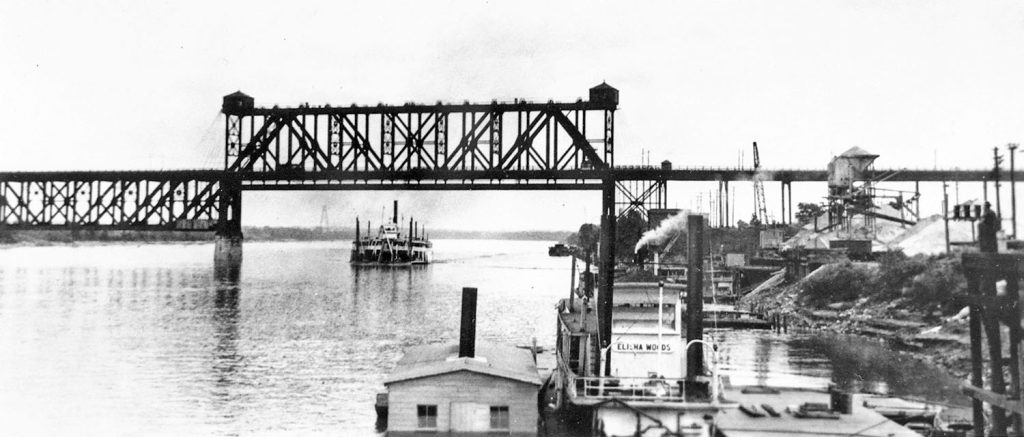 At Kansas City, with the snagboat Missouri in the river. (U.S. Engineers photo)