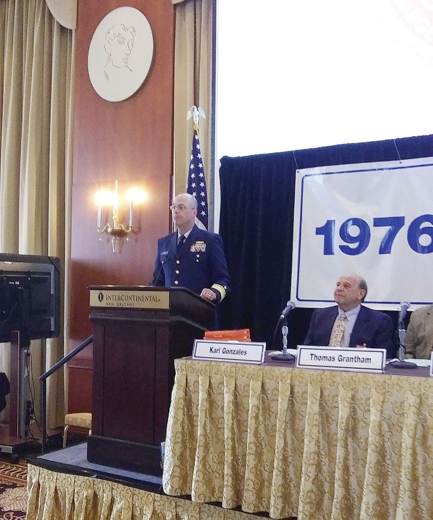 Rear Adm. Rich Timme gave the keynote address at the recent GNOBFA seminar in New Orleans. (Photo by David Murray)