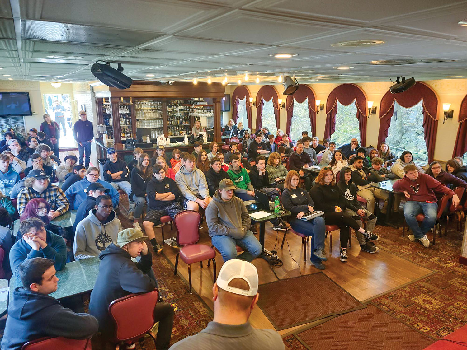 High school juniors and seniors learned about the river industry and took a boat ride during RiverWorks Discovery’s Who Works The Rivers event April 29 in Pittsburgh, Pa. The event was held in conjunction with the Waterways Association of Pittsburgh and its member companies. (Photo courtesy of RiverWorks Discovery)