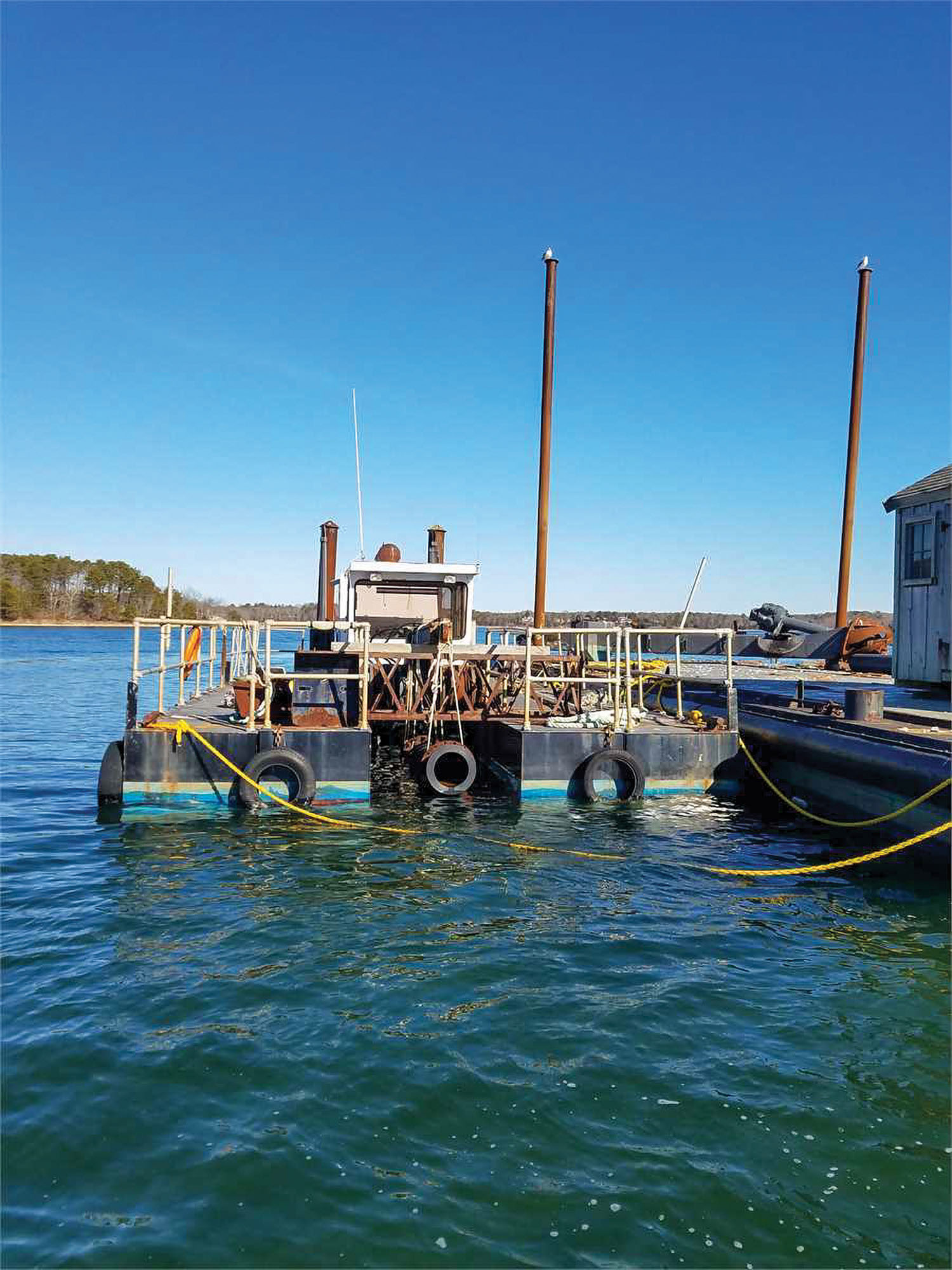 The cutterhead dredge Cod Fish I is being sold at a government surplus auction website. Bids are being taken until May 23. (Photo courtesy of Henderson Public Relations)