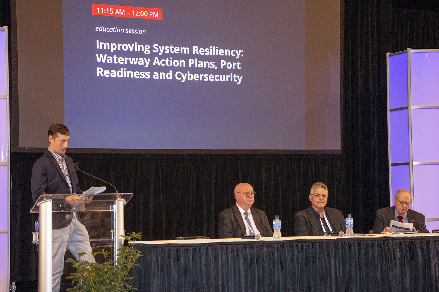 From left, panel moderator Frank McCormack, Dave Lewald, Joe Celano and Jim Kearns. (Photo by John Shoulberg)