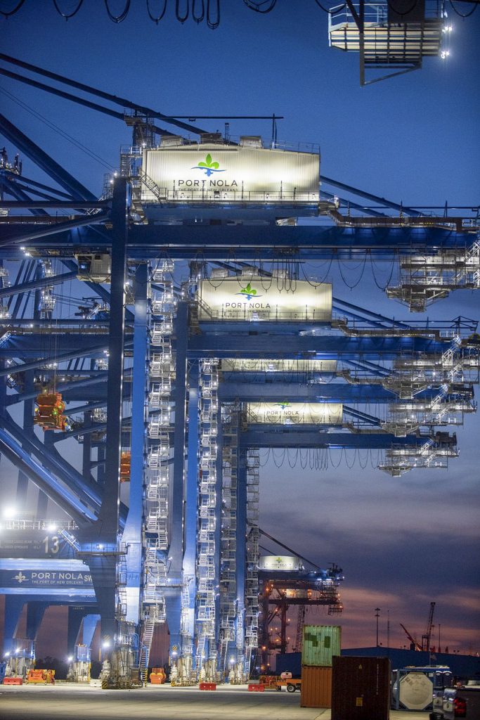The Port of New Orleans' four new 100-foot-gauge gantry were delivered in December 2021 and will go into service at the port's Napoleon Avenue Container Terminal next month.