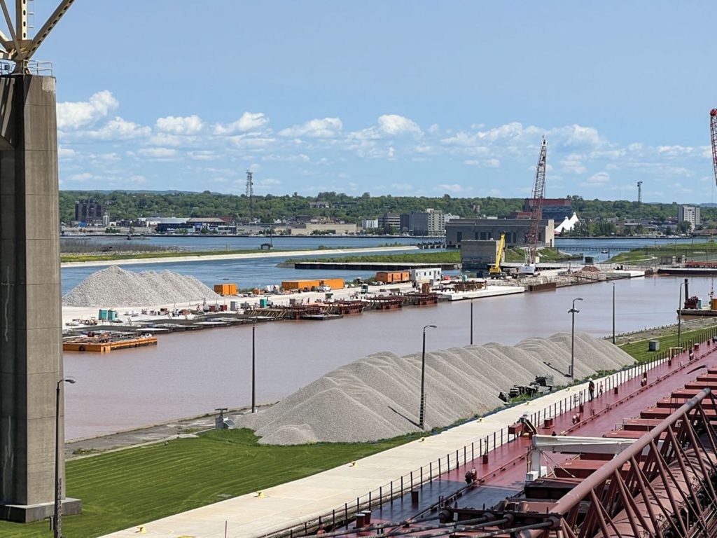 Construction on the second phase of an additional 1,200-foot Soo Lock chamber is underway. The lock could have an early online date of 2030. (Photo courtesy of the Detroit Engineer District)
