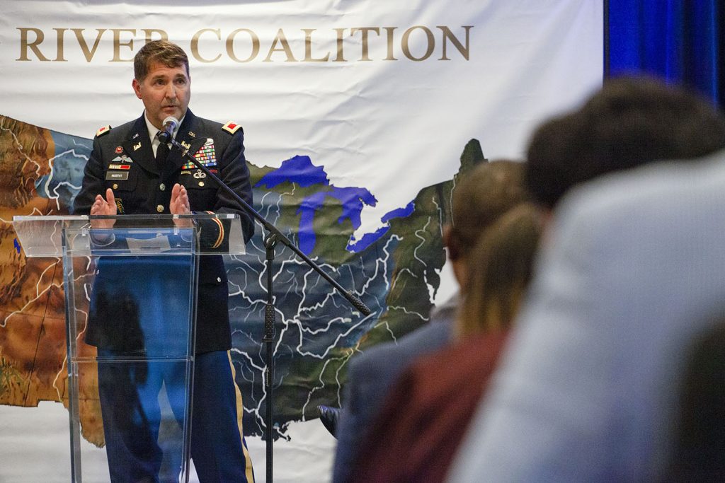 Col. Stephen Murphy, commander of the New Orleans Engineer District, speaks at the celebration. (Photo by Frank McCormack)