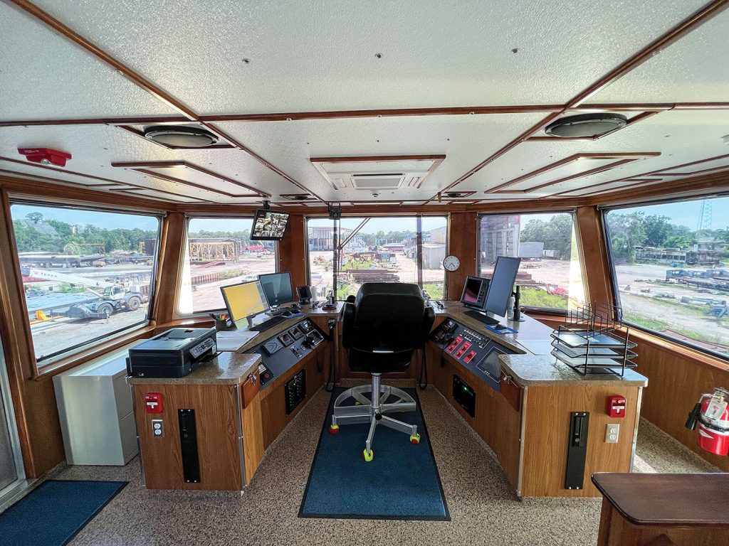 Wheelhouse of the mv. Falcon.