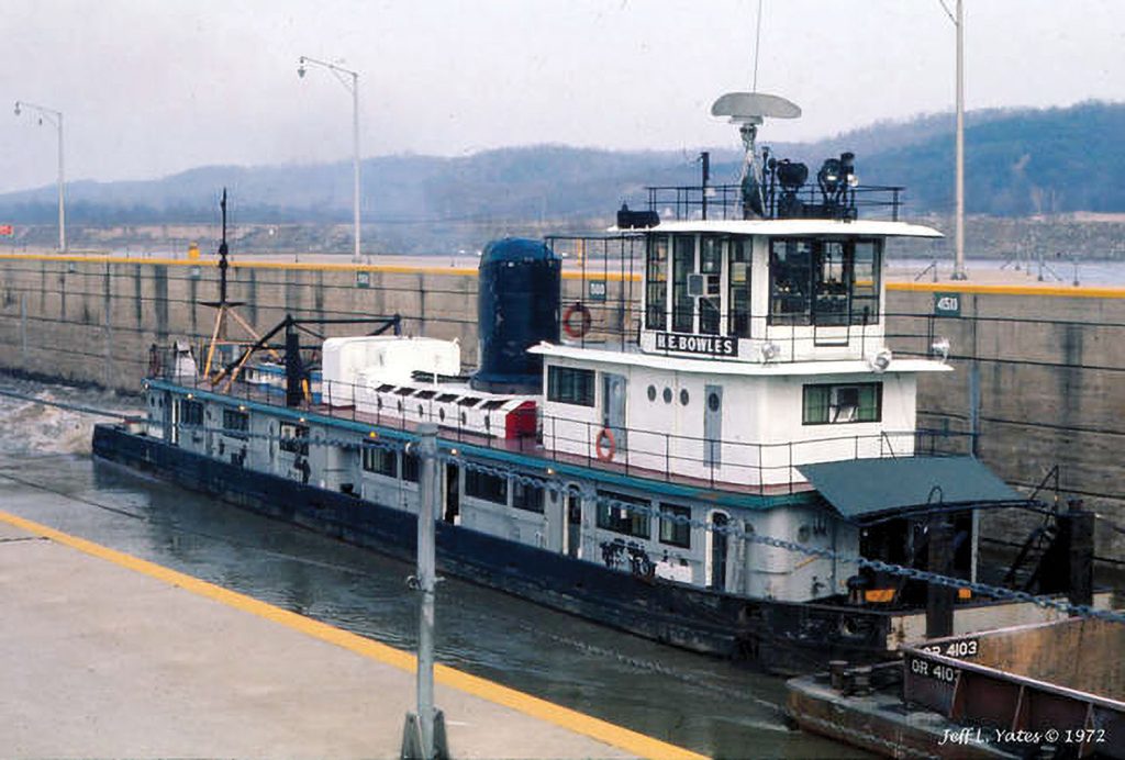 H.E. Bowles in Greenup Lock on the Ohio River, January 24, 1972. (Jeff Yates photo)