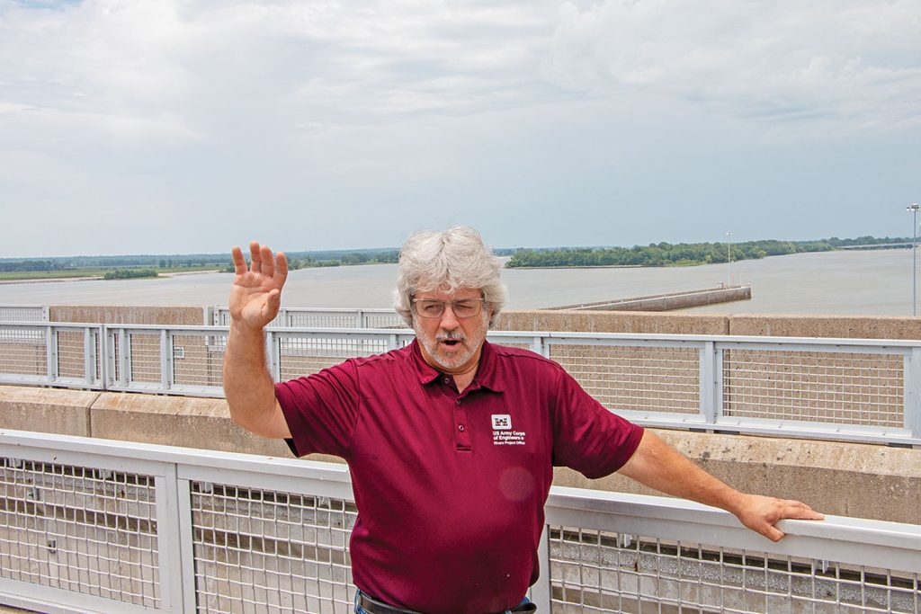 Andy Schimpf, Rivers Project manager and navigation business line manager for the St. Louis Engineer District, at Melvin Price Lock and Dam. (Photo by John Shoulberg)