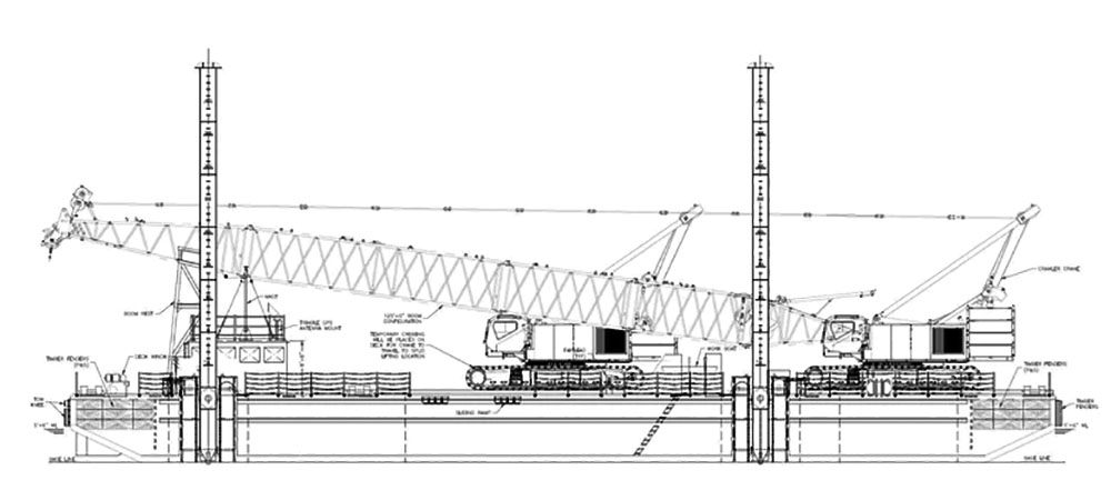 New crane barge to be built at Southwest Shipyard's Brady Island facility for the Detroit Engineer District.