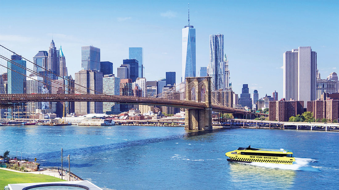 Artist’s rendering of new high-speed, zero-emissions electric ferry to operate in New York Harbor.