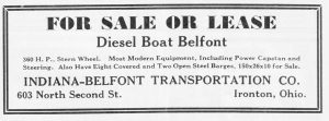Ad offering Belfont for sale in The Waterways Journal, January 11, 1939. (David Smith collection)